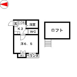 エンルート栄生 1Kの間取図画像