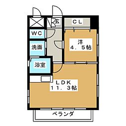 名駅コートナゴノ 1LDKの間取図画像