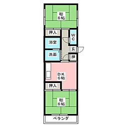 児玉ハイツ 2DKの間取図画像