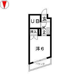グランデール名古屋 1Kの間取図画像