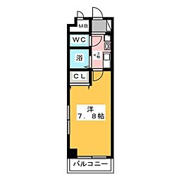 レジデンスTH浄心 1Kの間取図画像
