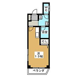 アベニール森 ワンルームの間取図画像