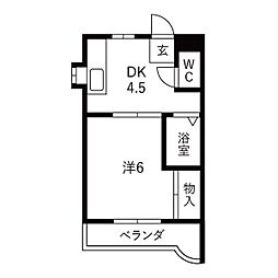 グリーンハイツS 1DKの間取図画像