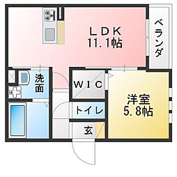 仮)ユアメゾン花の木 1LDKの間取図画像