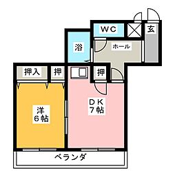 ラスメゾン那古野 1DKの間取図画像