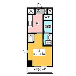 ブルーシャトー 1Kの間取図画像
