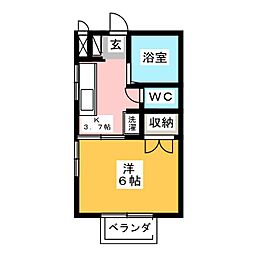 サマックスソレイユ 1Kの間取図画像