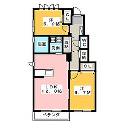 アーバンハイムK 2LDKの間取図画像