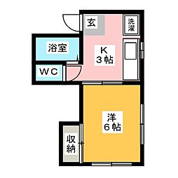 かりんハウス 1Kの間取図画像