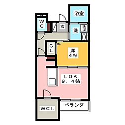 ぱ～くたうんルナ名古屋 1LDKの間取図画像