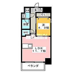 レジデンシア花の木 1LDKの間取図画像