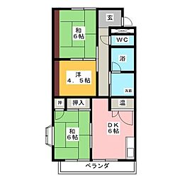 ハイツ紫尾 3DKの間取図画像