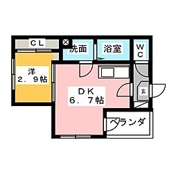 ハーモニーテラス児玉 1DKの間取図画像
