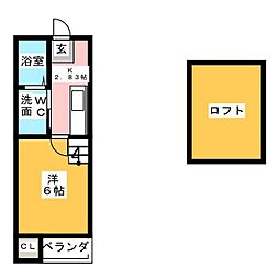 コーポ愛花夢 1Kの間取図画像