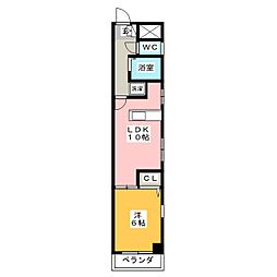 プリミエール枇杷島 1LDKの間取図画像
