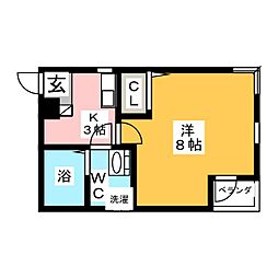 A-legato浅間町 1Kの間取図画像