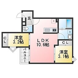 REGALEST WOOD TERRACE JOSHIN 2LDKの間取図画像