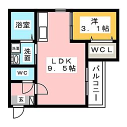クレシア浄心 1LDKの間取図画像