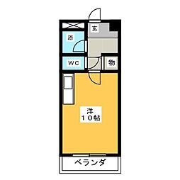 プレシアス赤城2 1Kの間取図画像