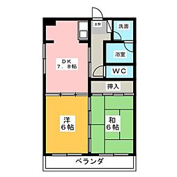 ジローズ浄心 2DKの間取図画像