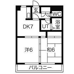 リバティハイツ 2DKの間取図画像