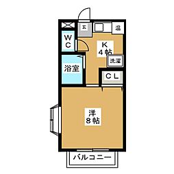 リバーサイド名塚 1Kの間取図画像