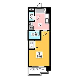 ベル花の木 1Kの間取図画像