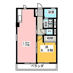 ホワイトコート花の木A 1LDKの間取図画像