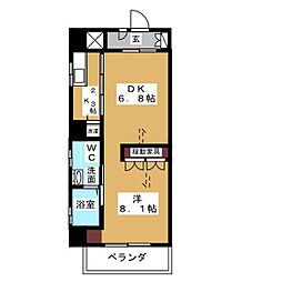 ピーコック・スター 1LDKの間取図画像