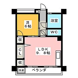 白菊ビル 1LDKの間取図画像