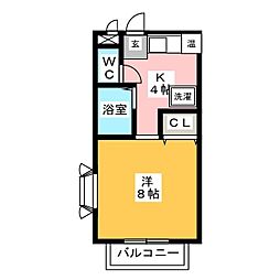 ミトラス名塚 1Kの間取図画像