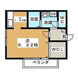 ラズベリーショコラ ワンルームの間取図画像