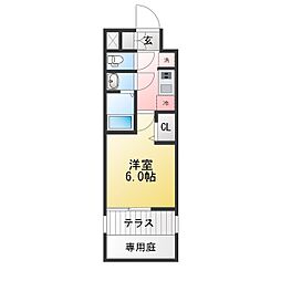 CREST TAPP浅間町 1Kの間取図画像