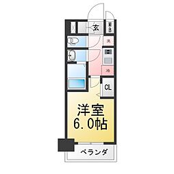 CREST TAPP浅間町 1Kの間取図画像