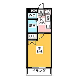 ウエストタウン福田 1Kの間取図画像