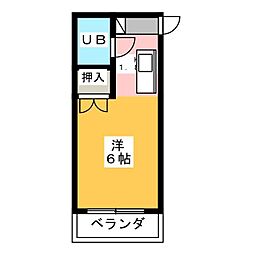 ニッシンハイツ万代 ワンルームの間取図画像