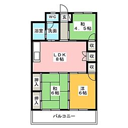 鳥見コーポ 3DKの間取図画像