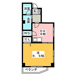 アベニール森 1DKの間取図画像