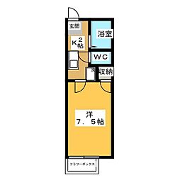 ウィングコート 1Kの間取図画像