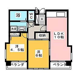 グランディ城見1 2LDKの間取図画像