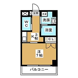 グランコートエム・ジー 1Kの間取図画像