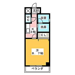グレイス浄心駅前 1Kの間取図画像