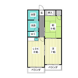 パークサイド扇 2LDKの間取図画像