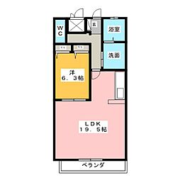 有重 1LDKの間取図画像