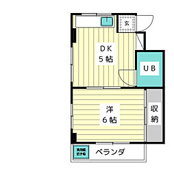 メゾン虹ケ丘 1DKの間取図画像