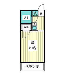 ハウスグリーンヒル1 1Kの間取図画像
