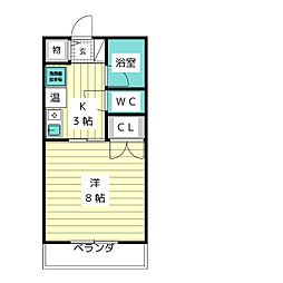 フラッツ砂田 1Kの間取図画像