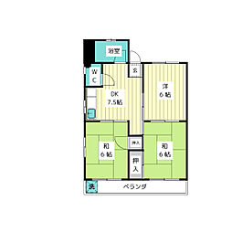 酒井ハイツ 3DKの間取図画像
