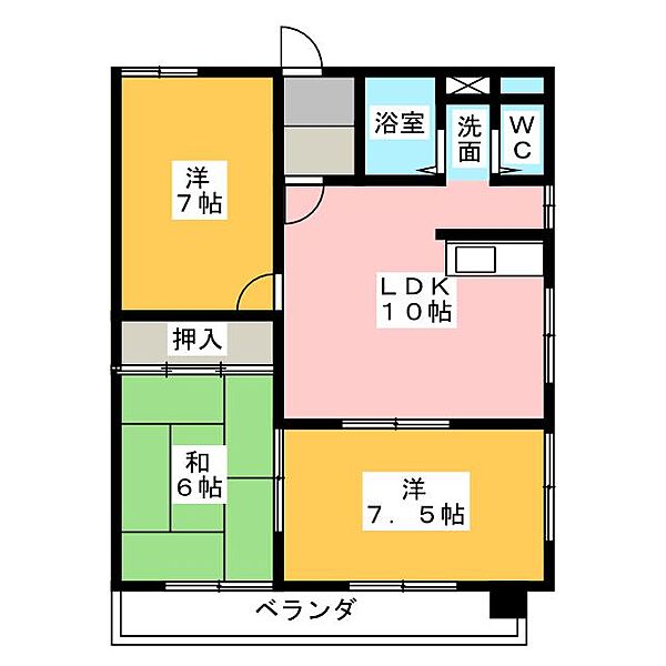 アーバンきたじま ｜愛知県名古屋市名東区牧の里１丁目(賃貸マンション3LDK・5階・61.32㎡)の写真 その2