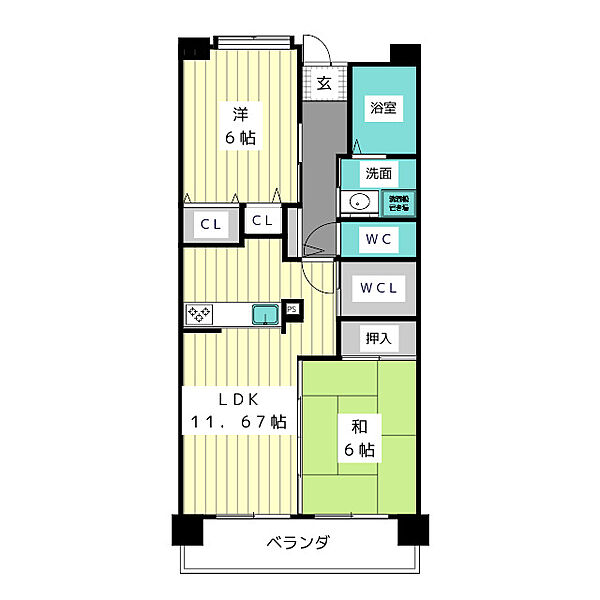 アーバンラフレ虹ヶ丘西3号棟 ｜愛知県名古屋市名東区にじが丘２丁目(賃貸マンション2LDK・2階・62.56㎡)の写真 その2